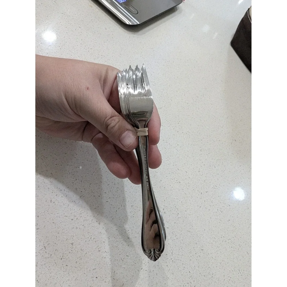 Royal Gallery Cocktail Forks Silver 18/8 Stainless Steel Scroll Set of 9